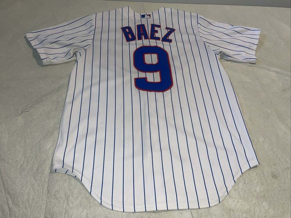 Javier Baez Chicago Cubs Majestic Jersey White Clean Mens Medium Sewn Mlb